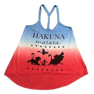 Disney Hakuna Matata Tank top tank sleeveless blue, white and red size XS